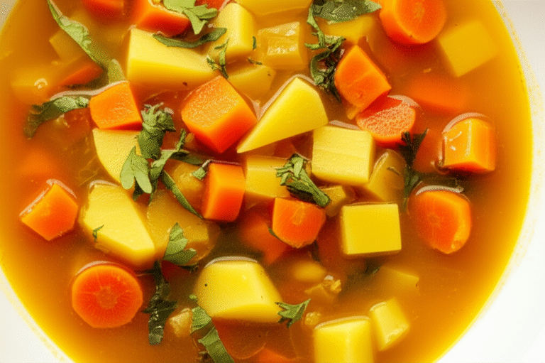 Sopa de Legumes Econômica Prato de sopa nutritiva e acessível.