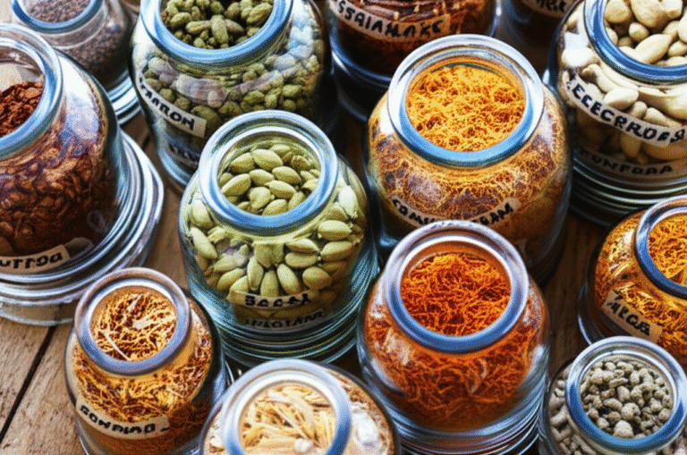 Especiarias Exóticas: A Alma da Culinária Mundial Variedade de especiarias exóticas coloridas dispostas em potes