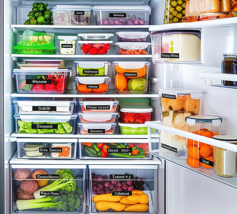 Armazenamento Inteligente de Alimentos Alimentos armazenados em recipientes herméticos na geladeira