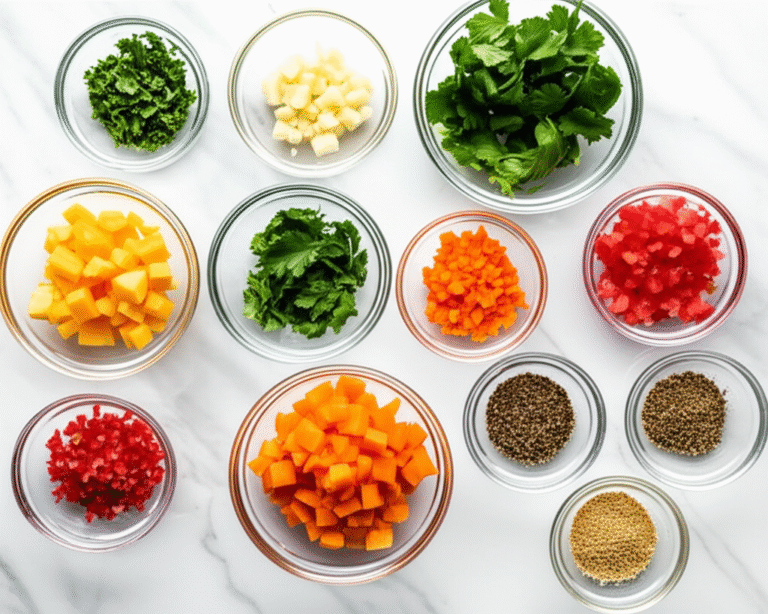 Mise en Place: Organização na Culinária Ingredientes organizados em recipientes para o mise en place