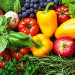 Ingredientes frescos e coloridos em uma mesa, representando a diversidade da culinária global