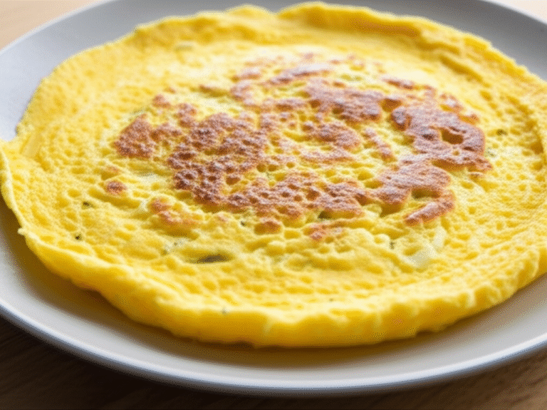 Omelete simples servido em um prato.