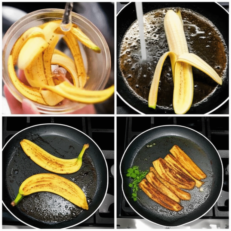 Cascas de banana sendo preparadas para bacon vegano.
